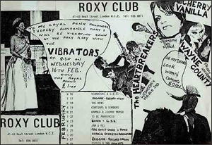 Roxy flier, The Vibrators, February 16 1977